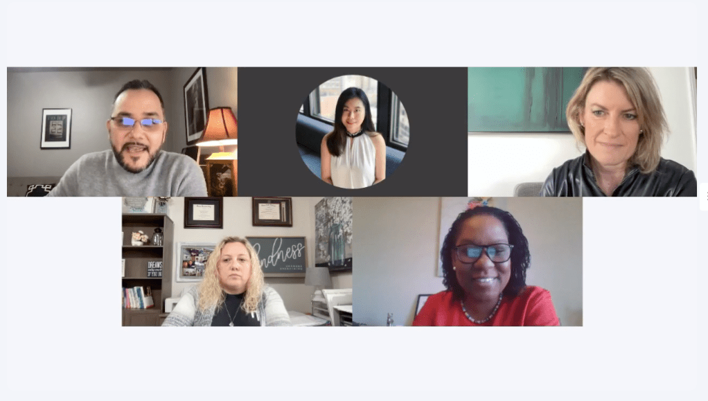 ERE Media's Recruiting Recruiters webinar panel.  Kisha Jones, Southwire Company, Nicky Russel, Rocketpower, Jennifer Hasche, Rippling and Joshua Jones, ERE Media.  